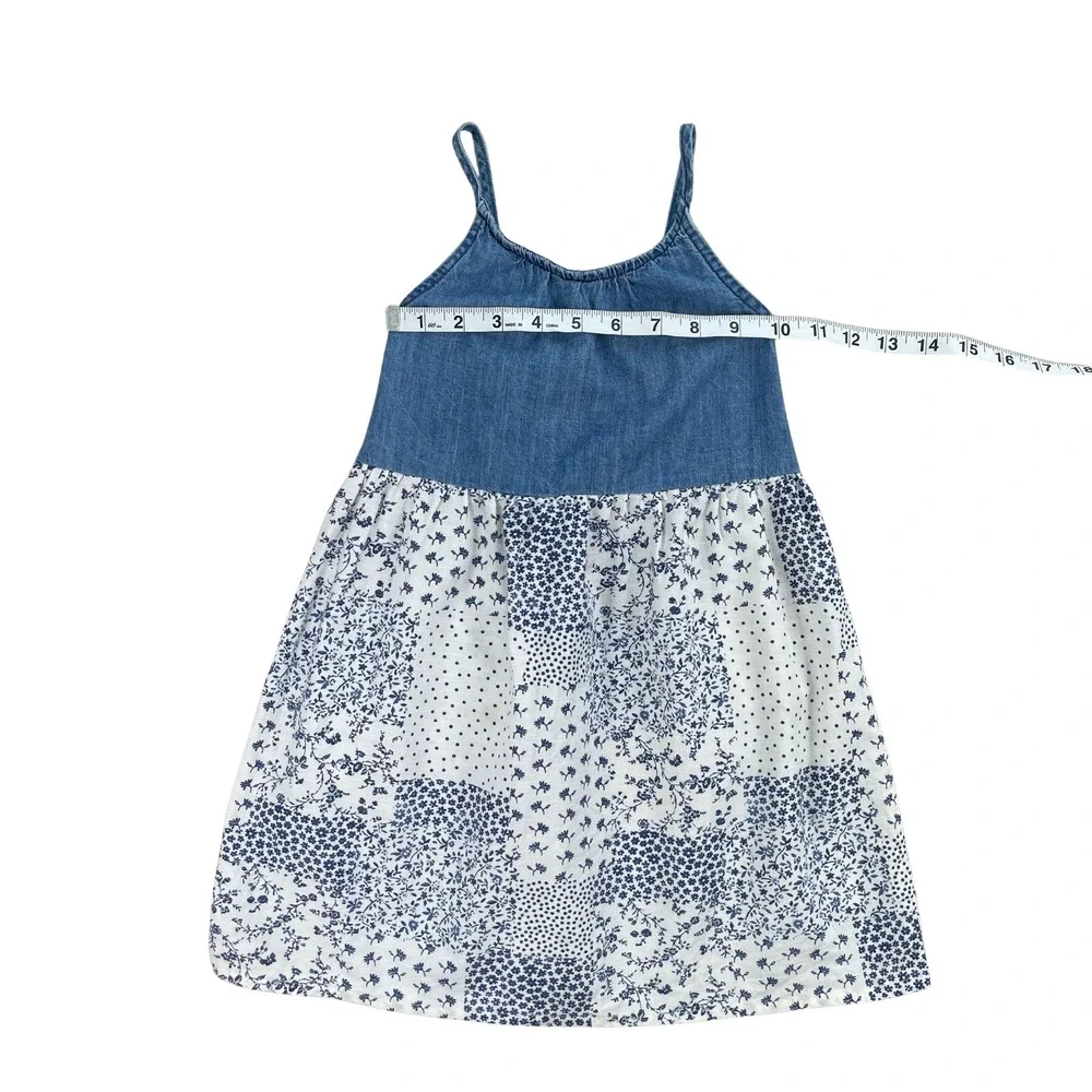 Oshkosh B'gosh Kids Girls Denim Patchwork‎ Floral Dress Blue Size 4T